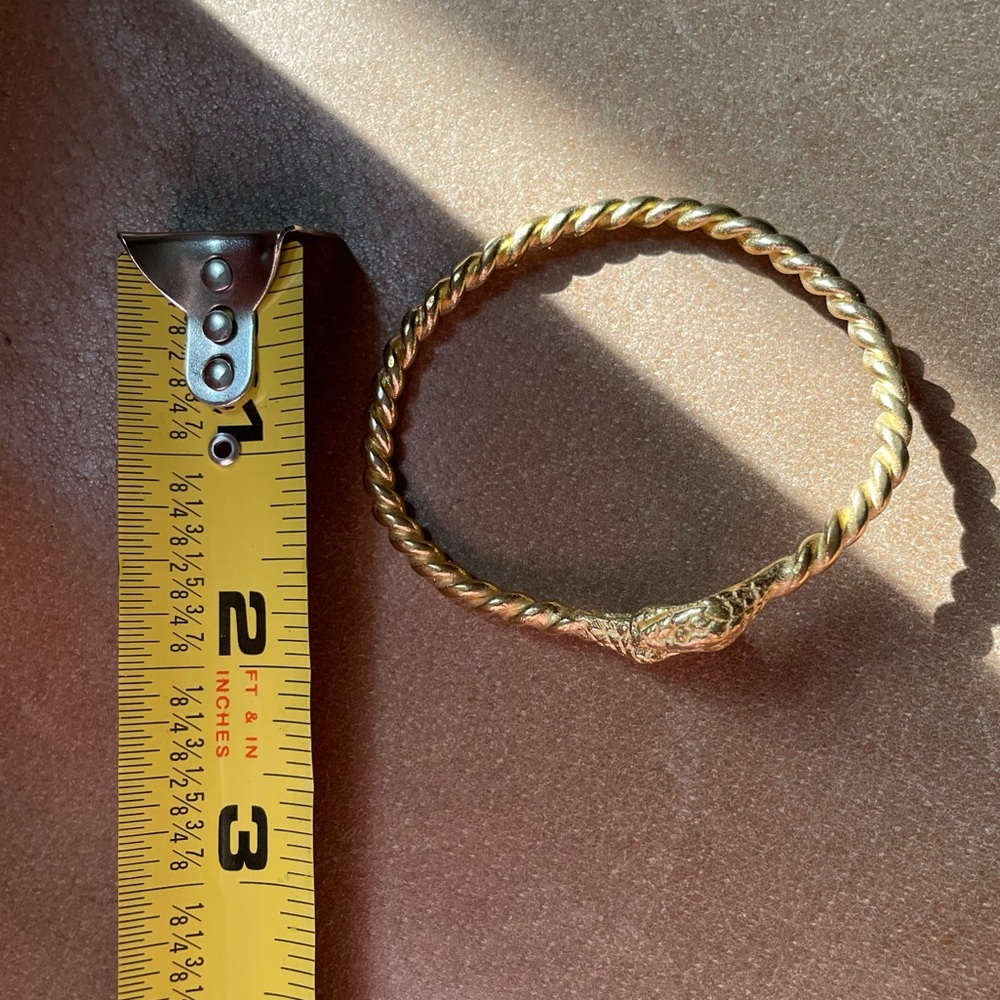 Solid Brass Braided Two Headed Snake Cuff Bangle … - image 7